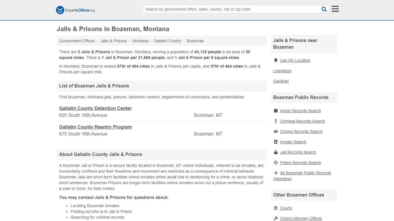 Jails & Prisons - Bozeman, MT (Inmate Rosters & Records)